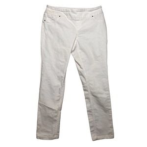 Peck & Peck Womens 12 White Pull On Stretch Jeans High Rise Ankle Crop Tapered